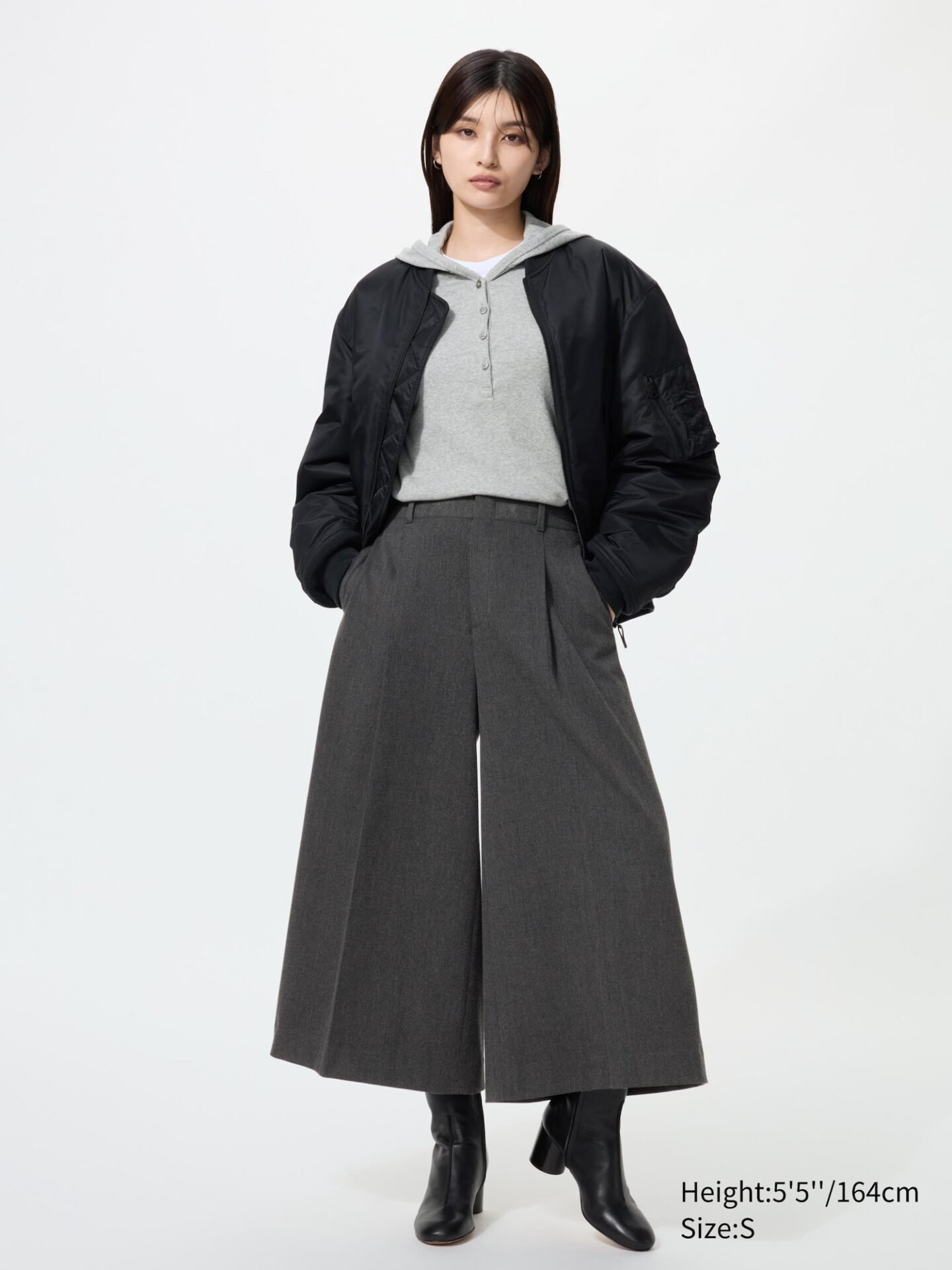 Pleated Culottes Pant (08 Dark Gray)