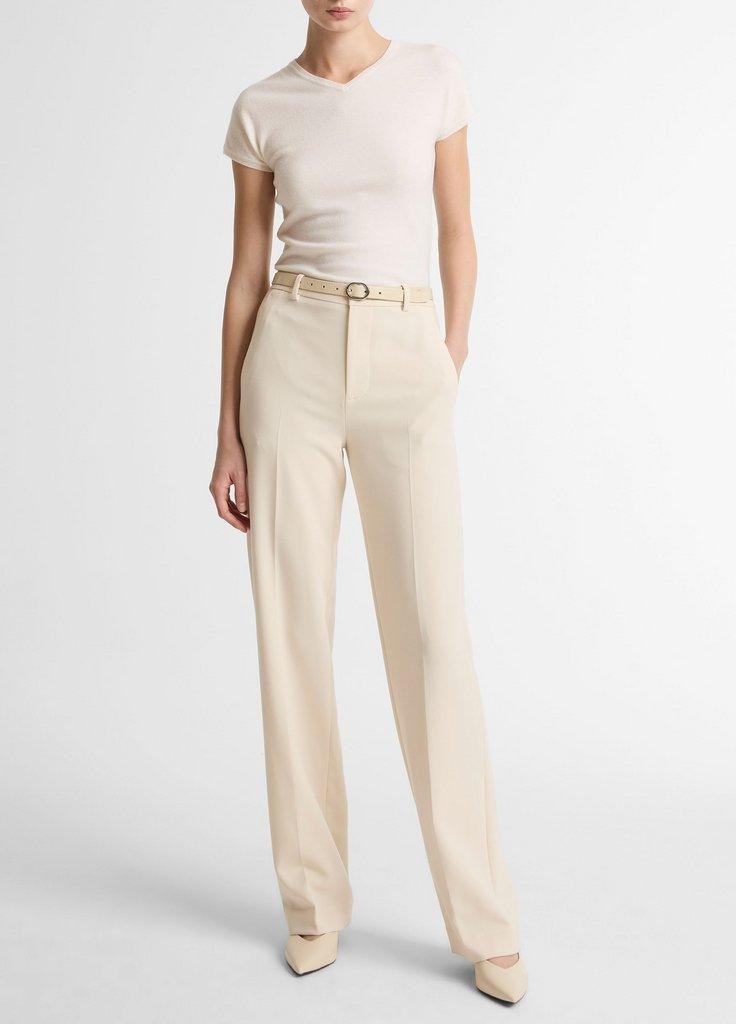Elsa High-Rise Crepe Straight-Leg Trouser (Ecru)