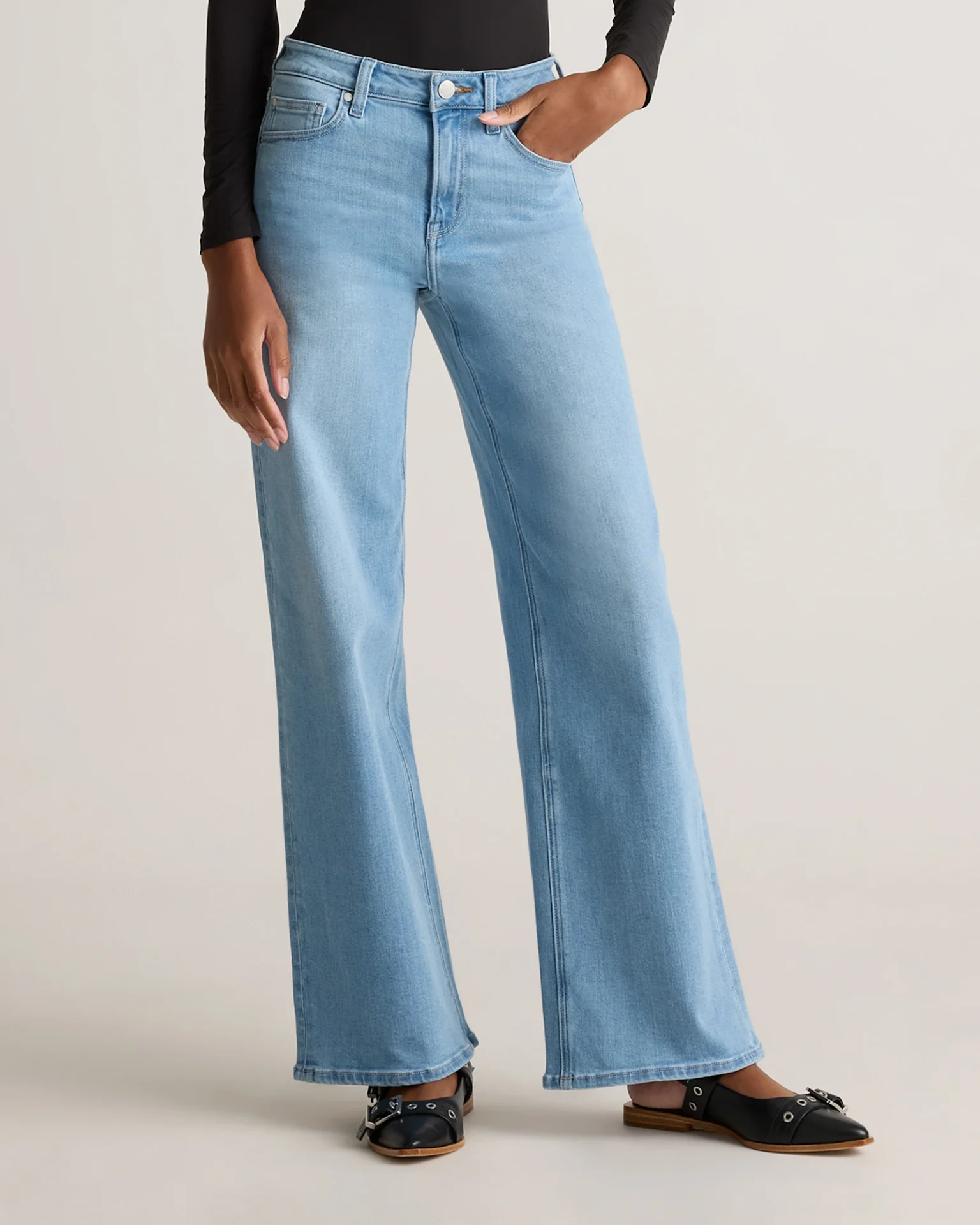 Bella Stretch Wide Leg Jeans (Frosted Blue)
