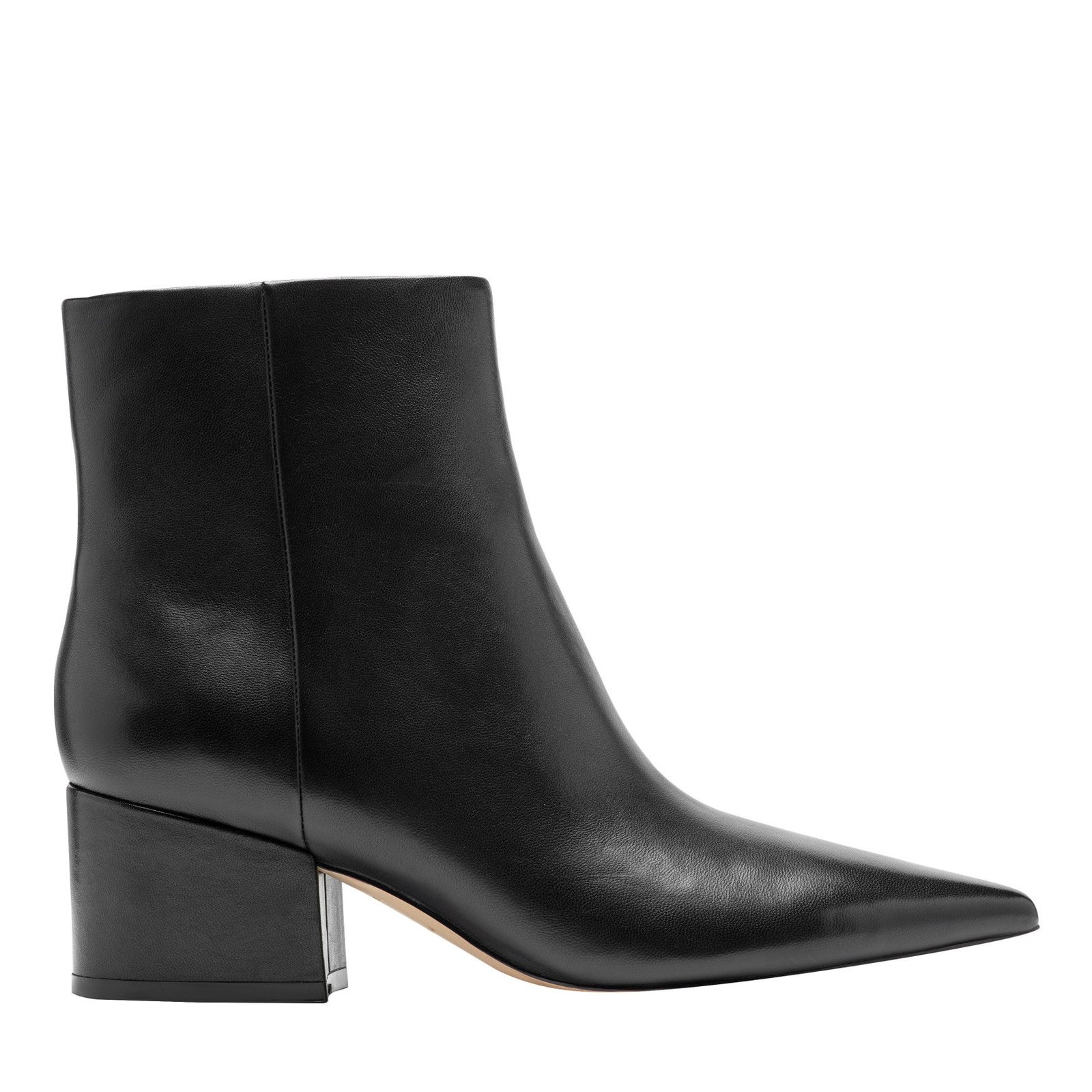 Alfie Block Heel Leather Ankle Bootie (Black Leather)