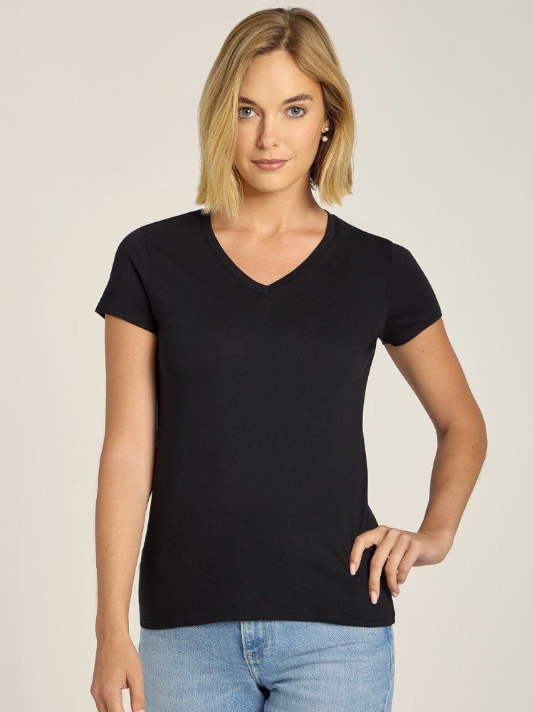 Fitted V-Neck Marcy Tee (Black)