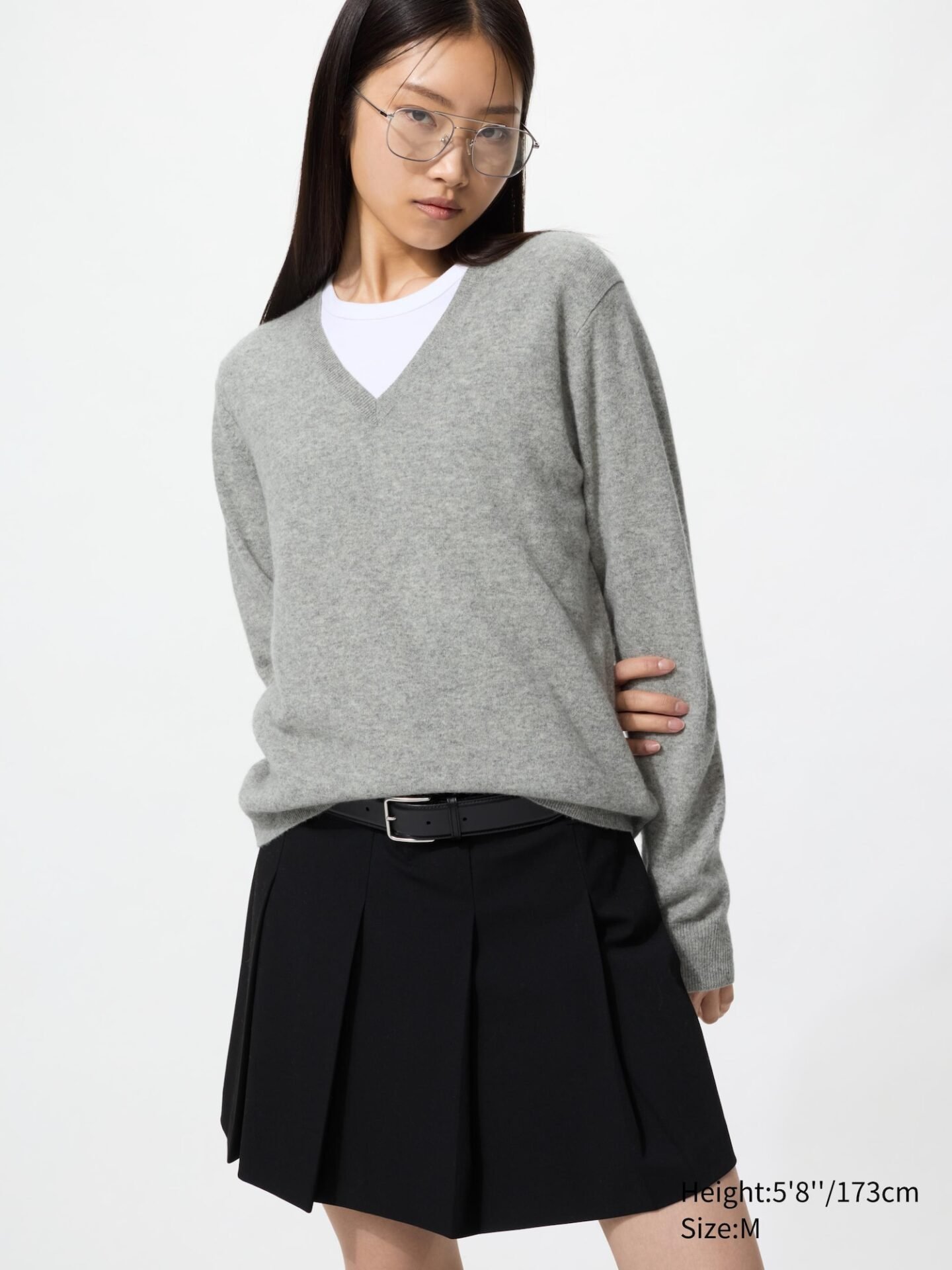 Cashmere V-Neck Sweater (03 Gray)