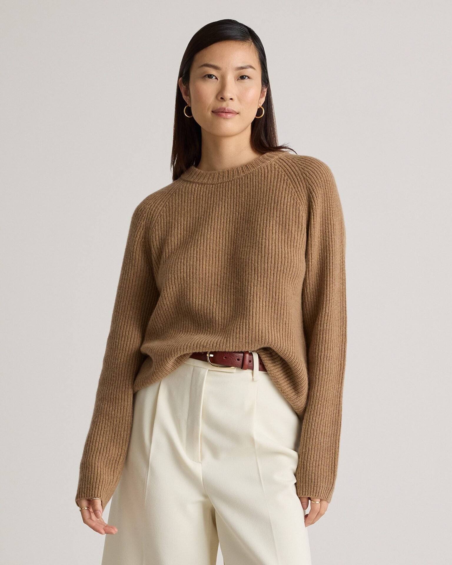 Mongolian Cashmere Fisherman Crewneck Sweater (Teak)