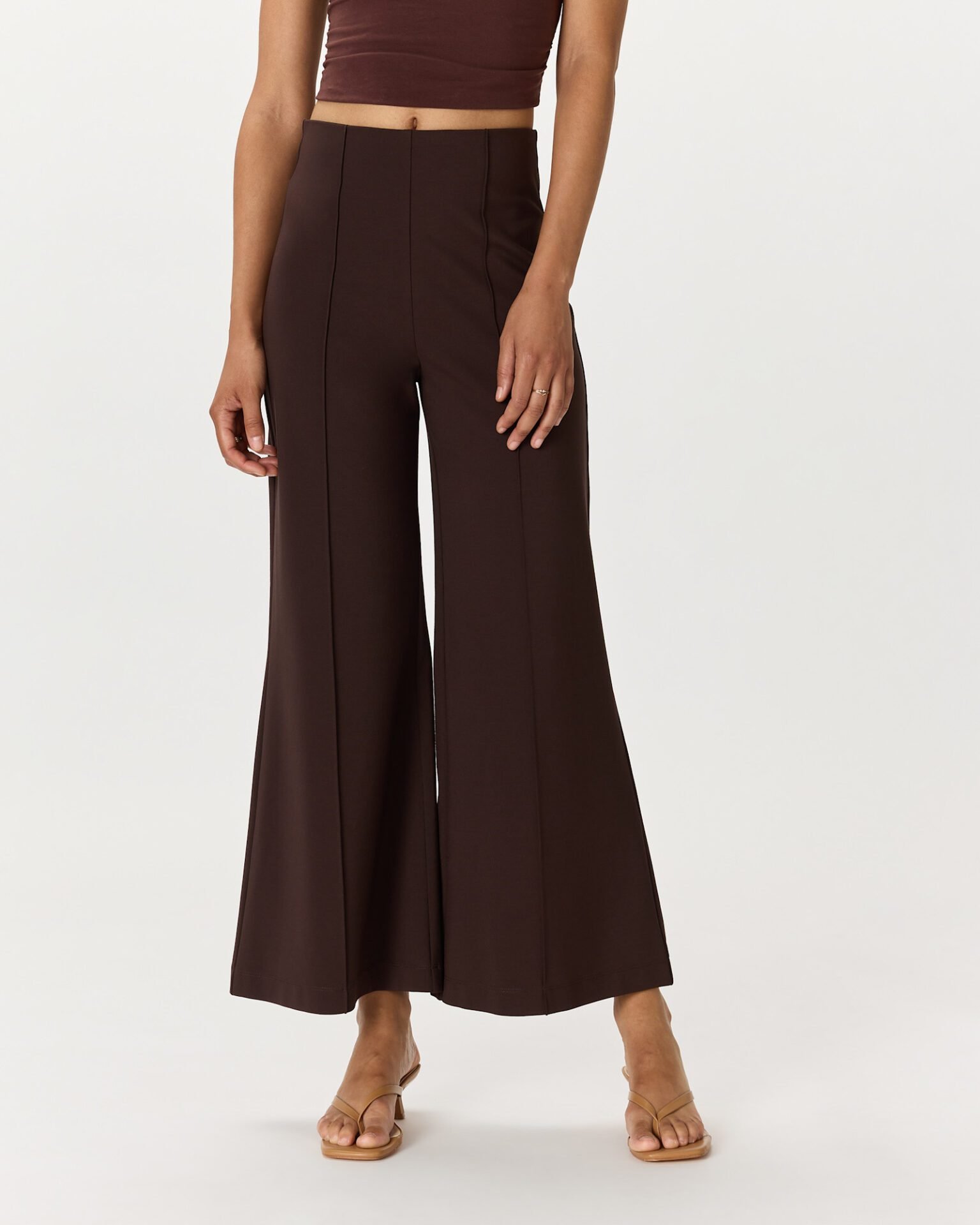 Ultra-Stretch Ponte Super Wide Leg Ankle Pants, Short 28