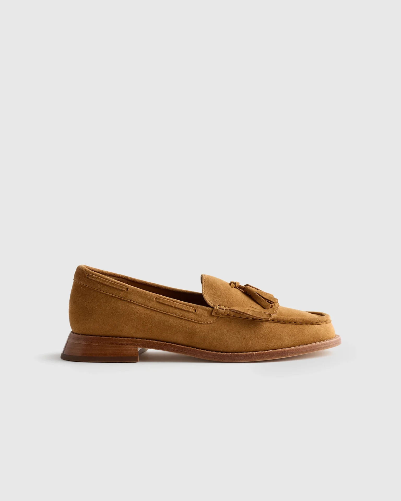 Italian Leather Tassel Loafer (Camel Suede)