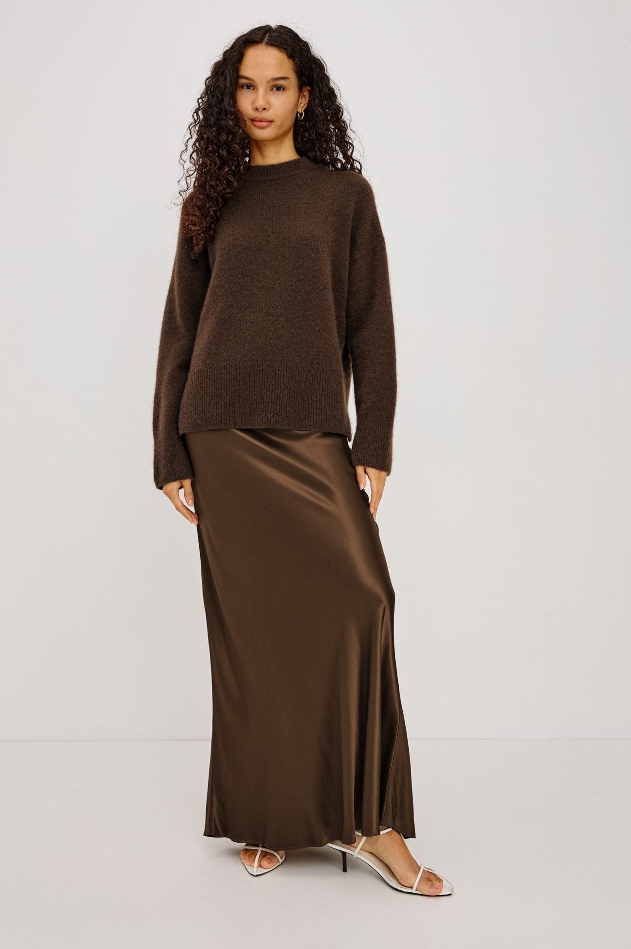 Romina Satin Skirt (Espresso)