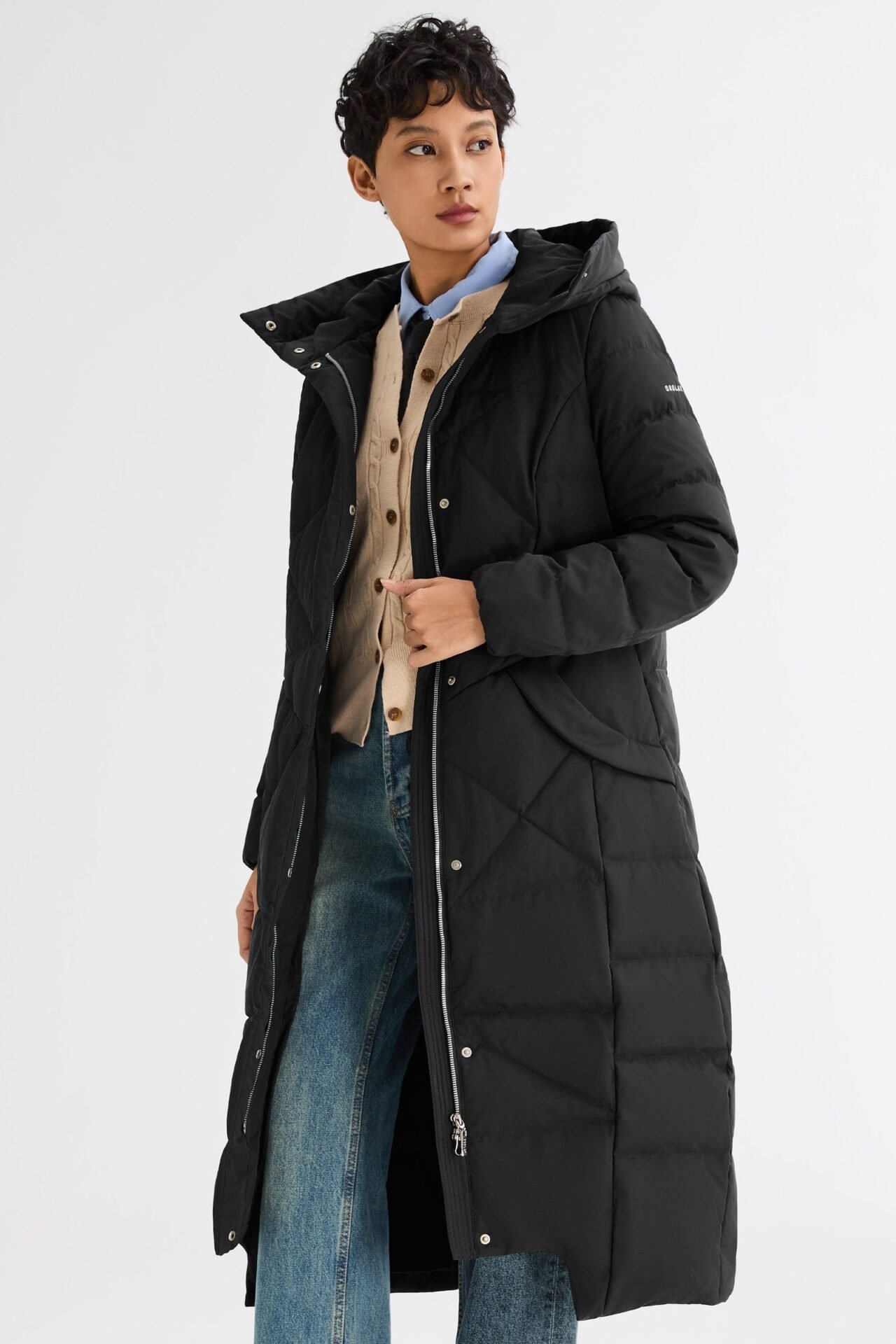 Long Maxi Down Coat with Hood (Black)