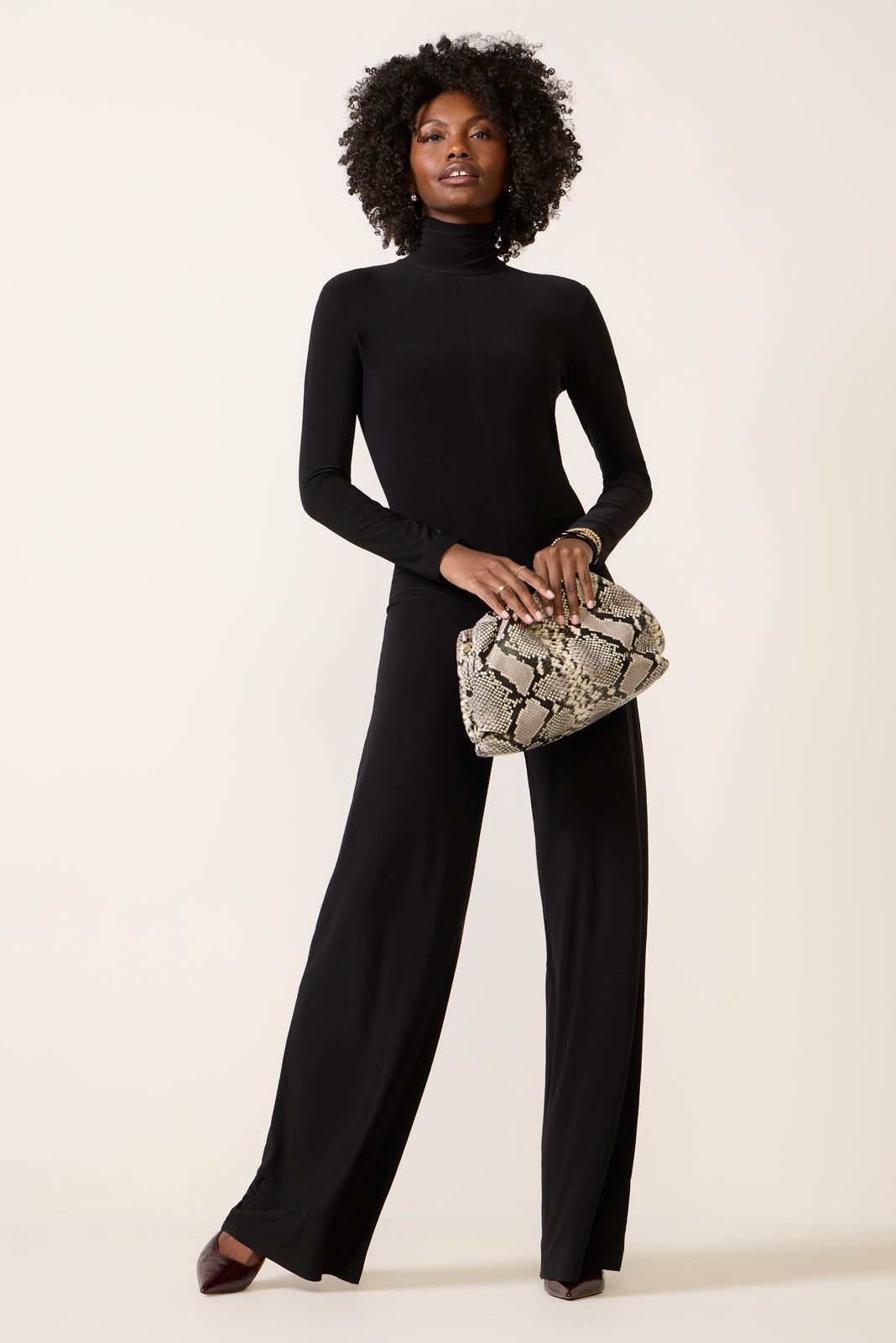 Norma Kamali Long Sleeve Turtleneck Jumpsuit (Black)