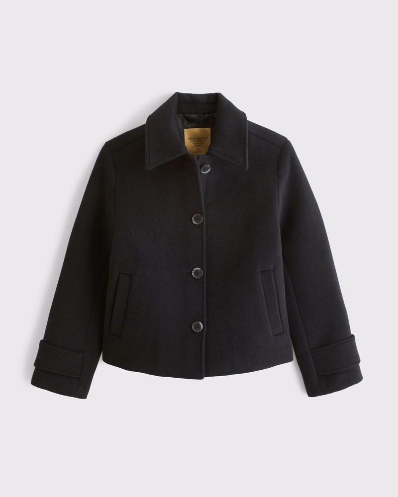 Short Wool-Blend Coat (Black)