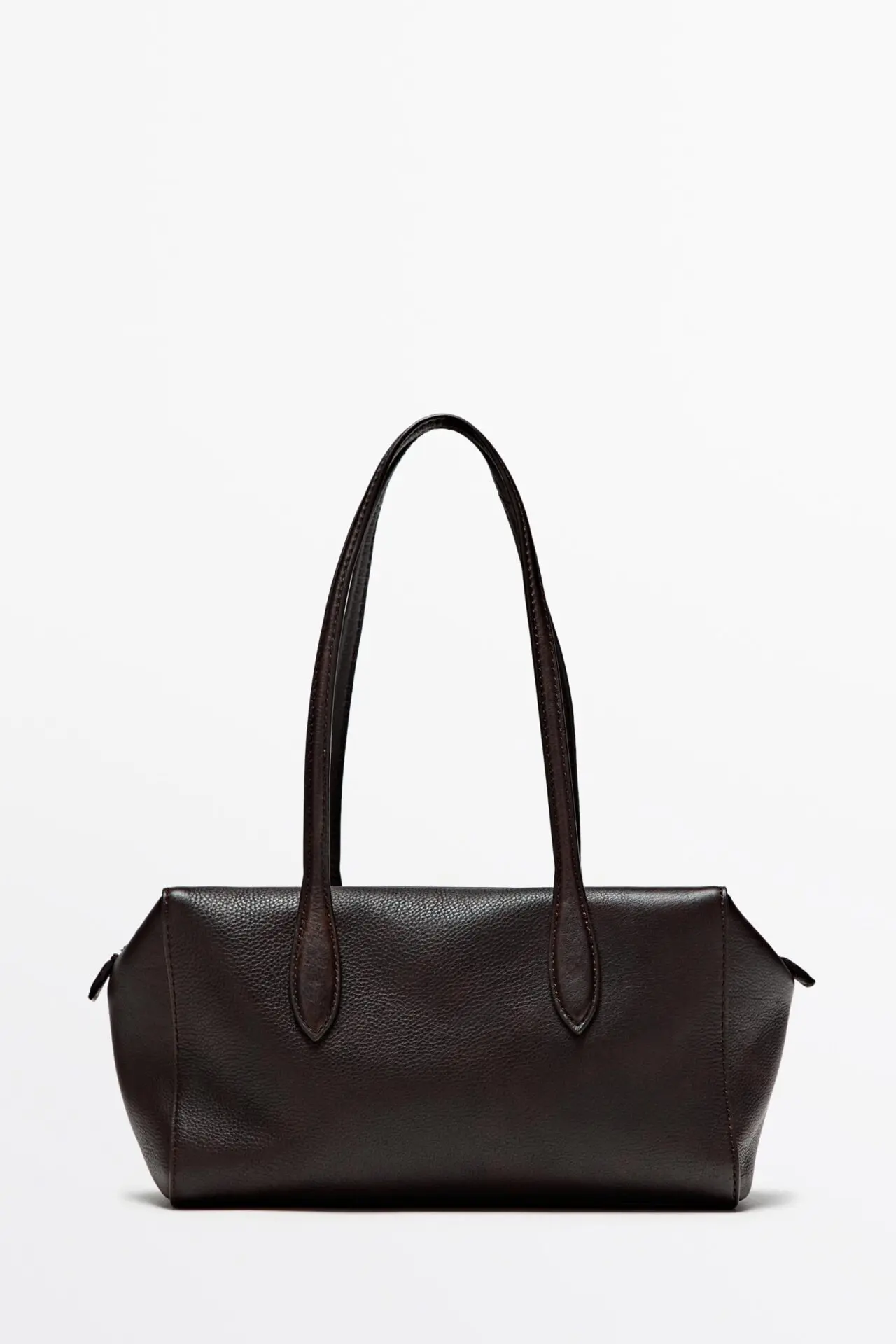 Nappa Leather Mini Satchel Bag (Dark Brown)