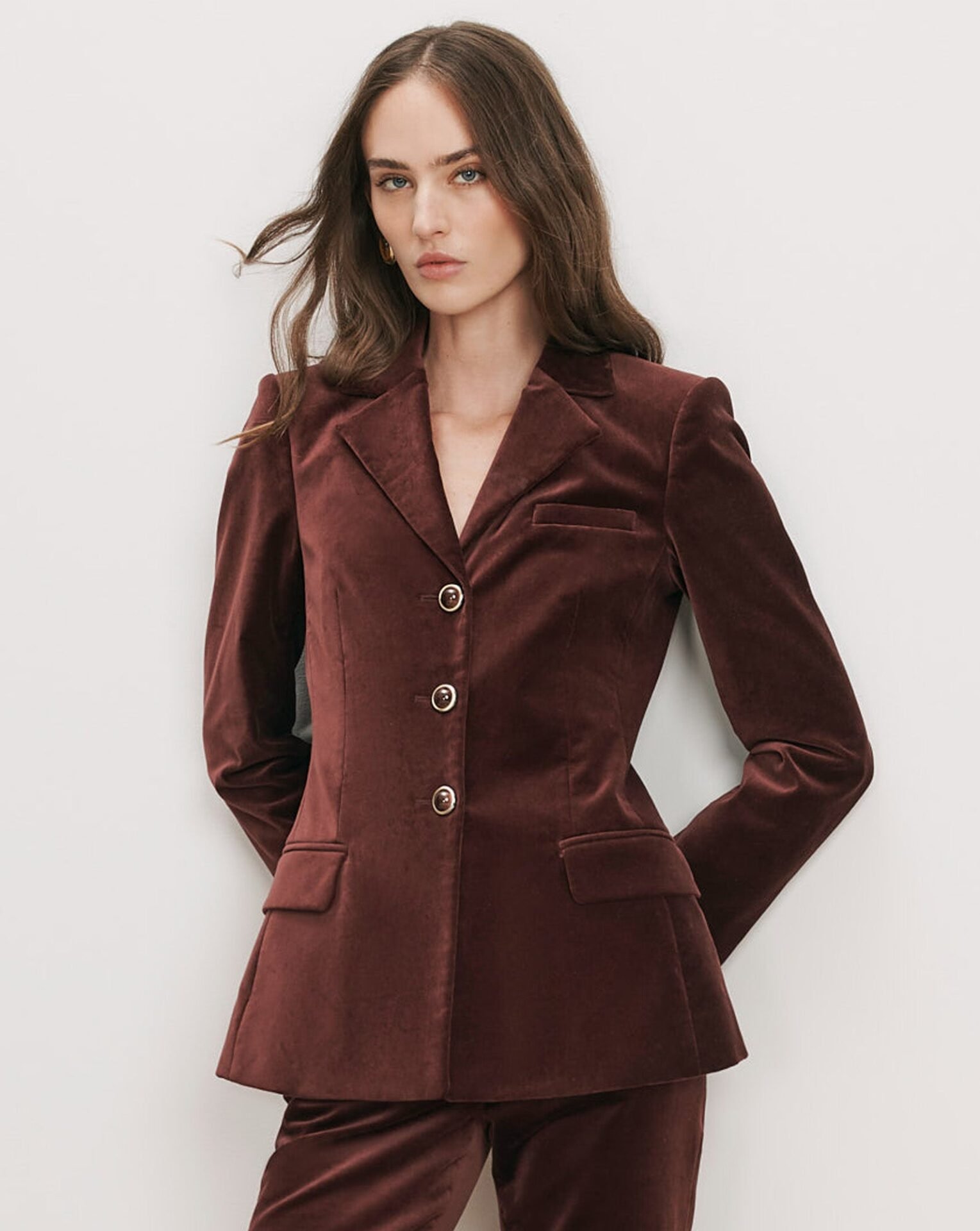 Raelynn Velvet Jacket (Burgundy)