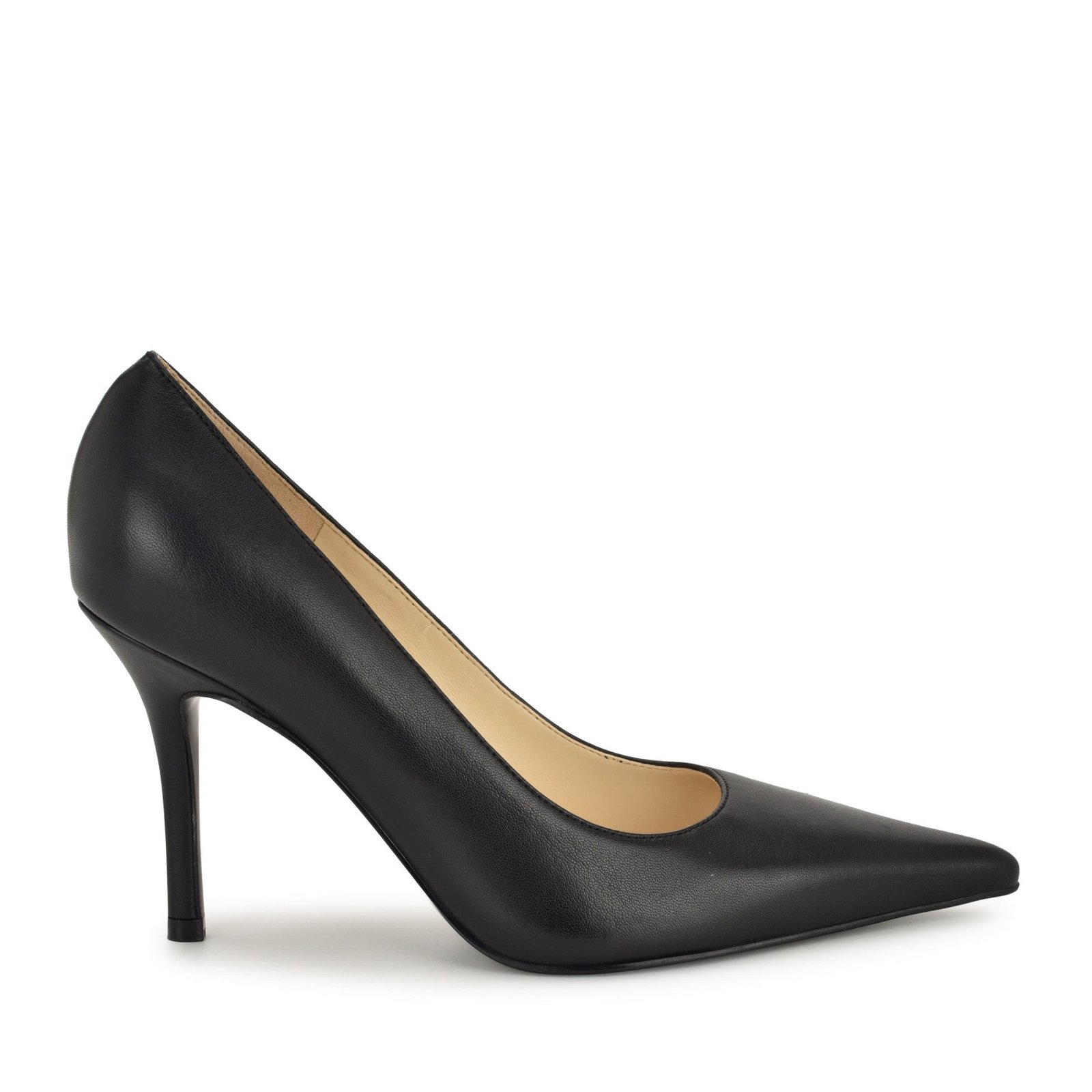 Gemmha Leather Pointy Toe Pumps (Black Leather)