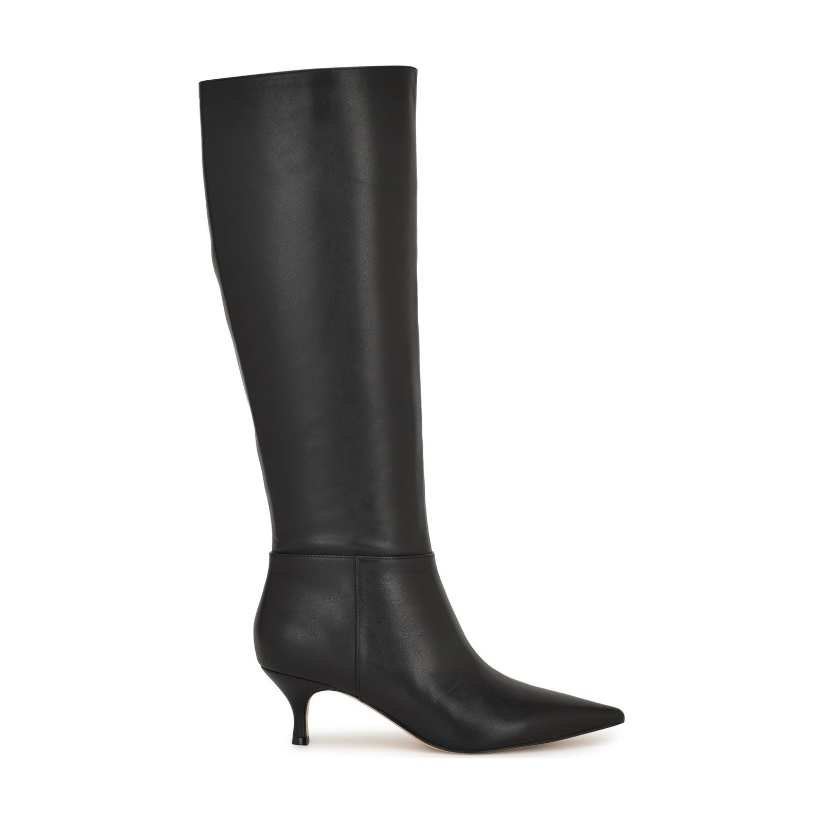 Somas Kitten Heel Knee High Leather Boots (Black Leather)