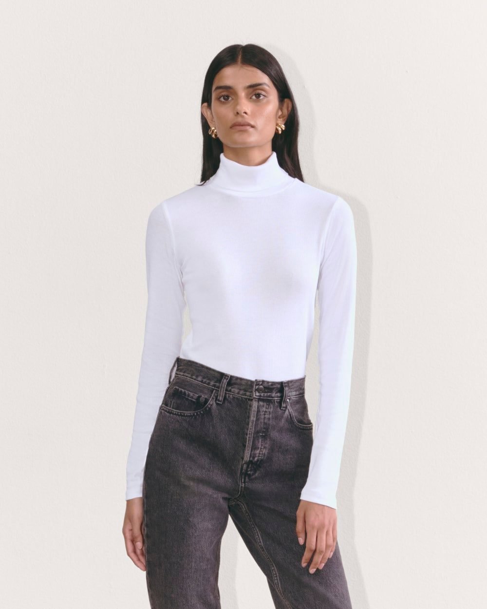 The Pima Micro-Rib Turtleneck (White)