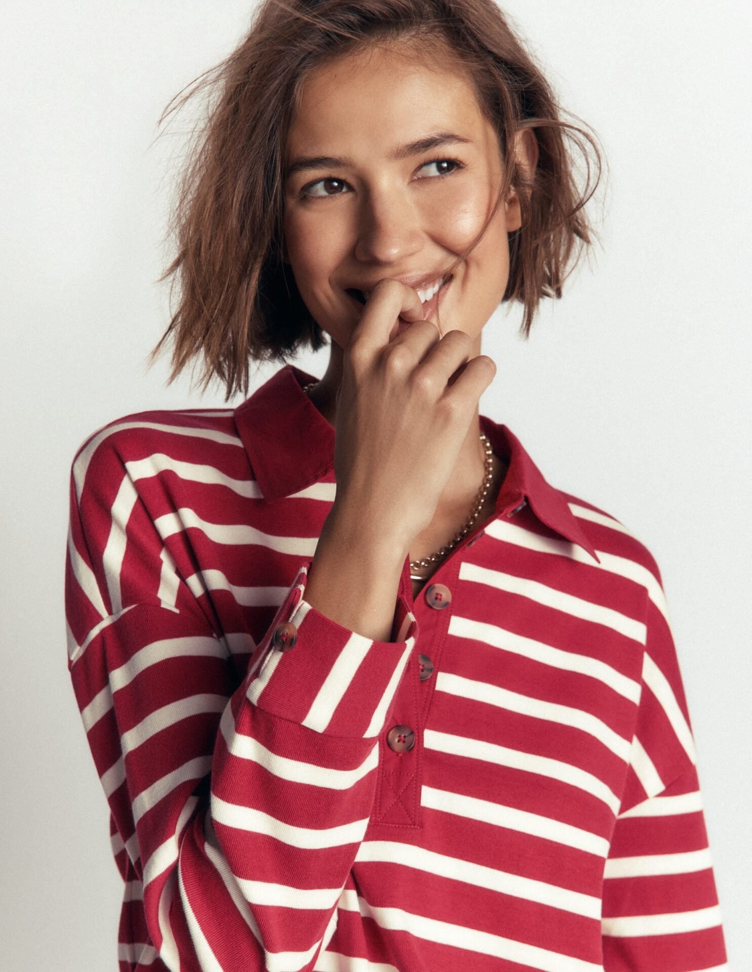 Polo Collar Mariner (Red Earth and Ivory Stripe)