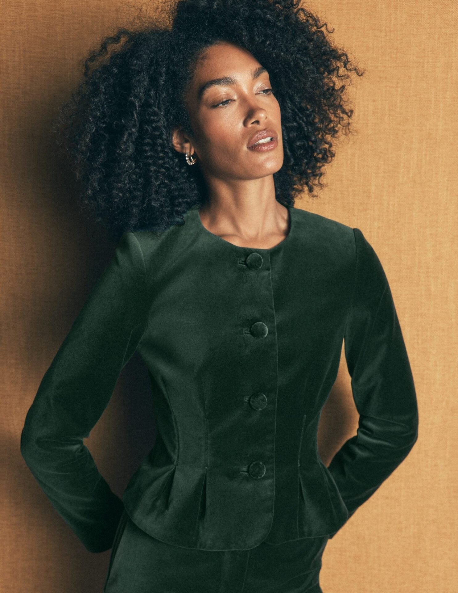 Velvet Waisted Jacket (Hunter Green)