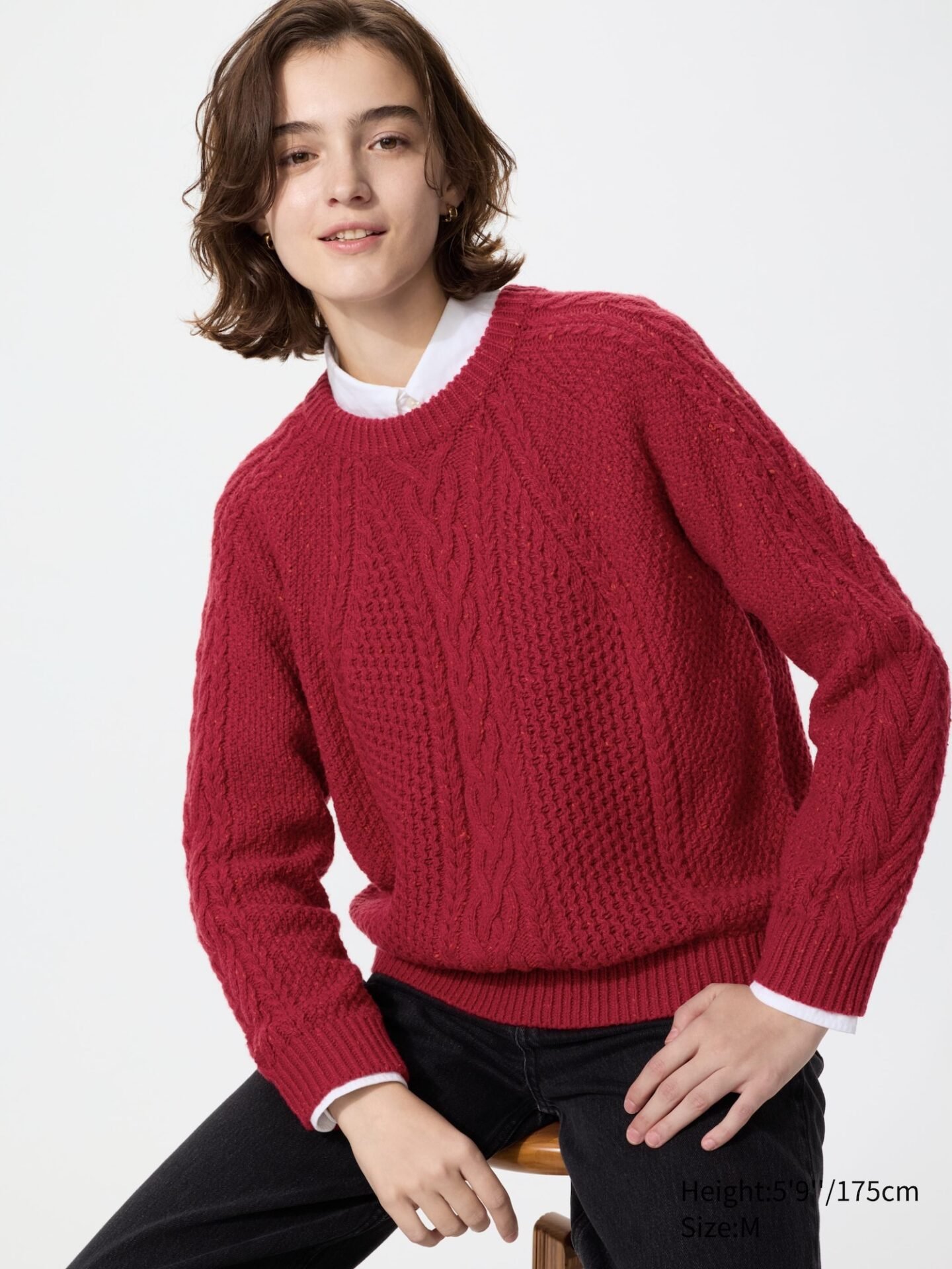 Low Gauge Cable Sweater (14 Red)