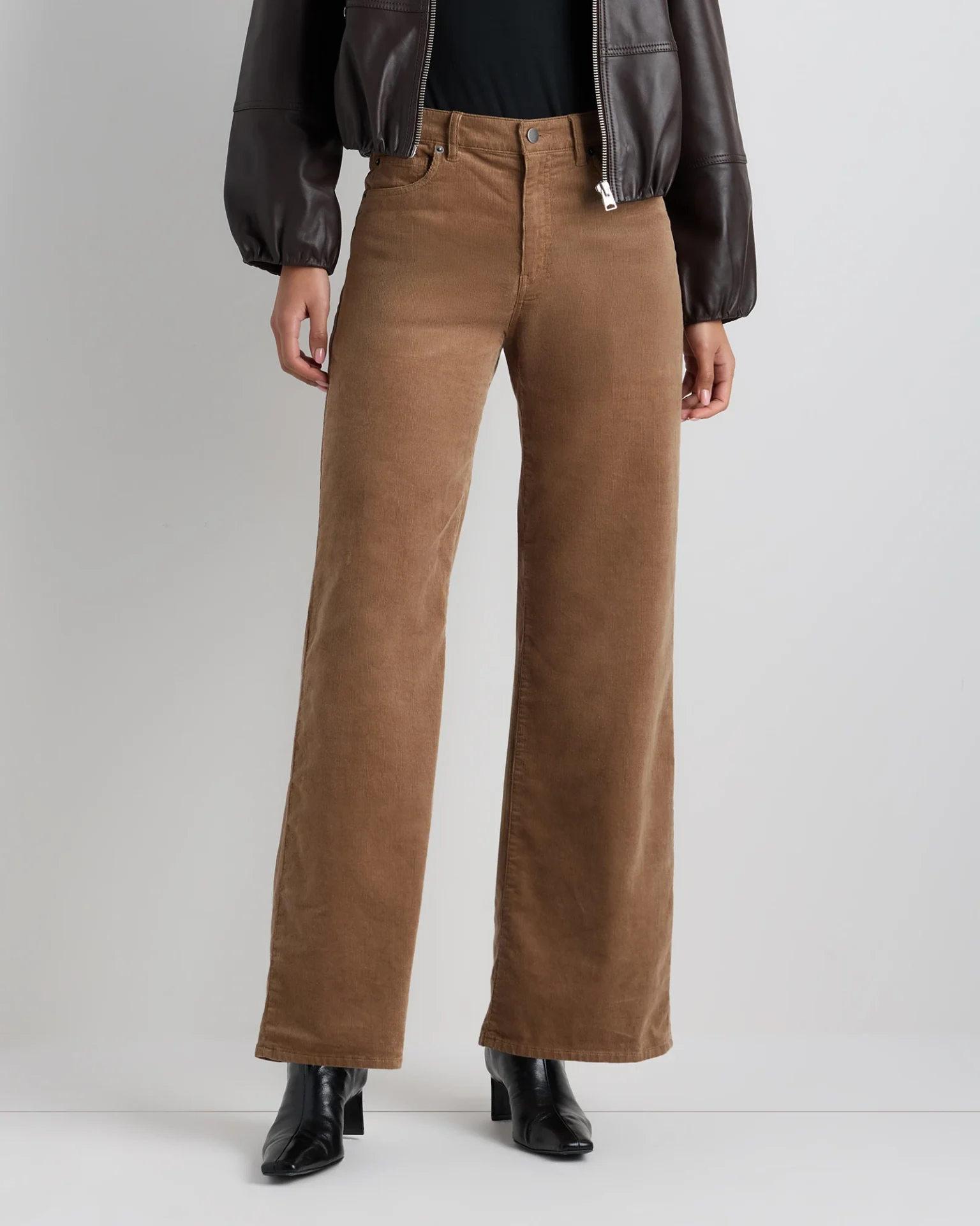Organic Stretch Corduroy Wide Leg Pants (Warm Brown)