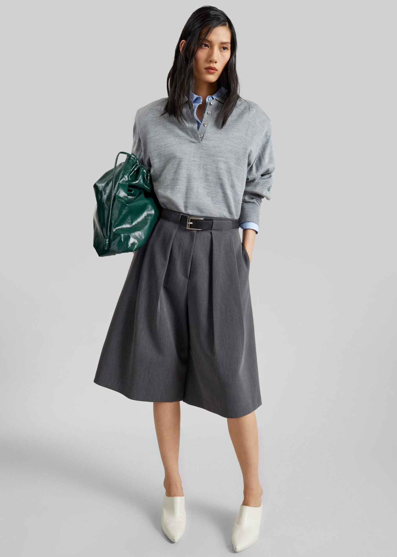 Kalvo Belted Bermuda Shorts (Dark Grey)