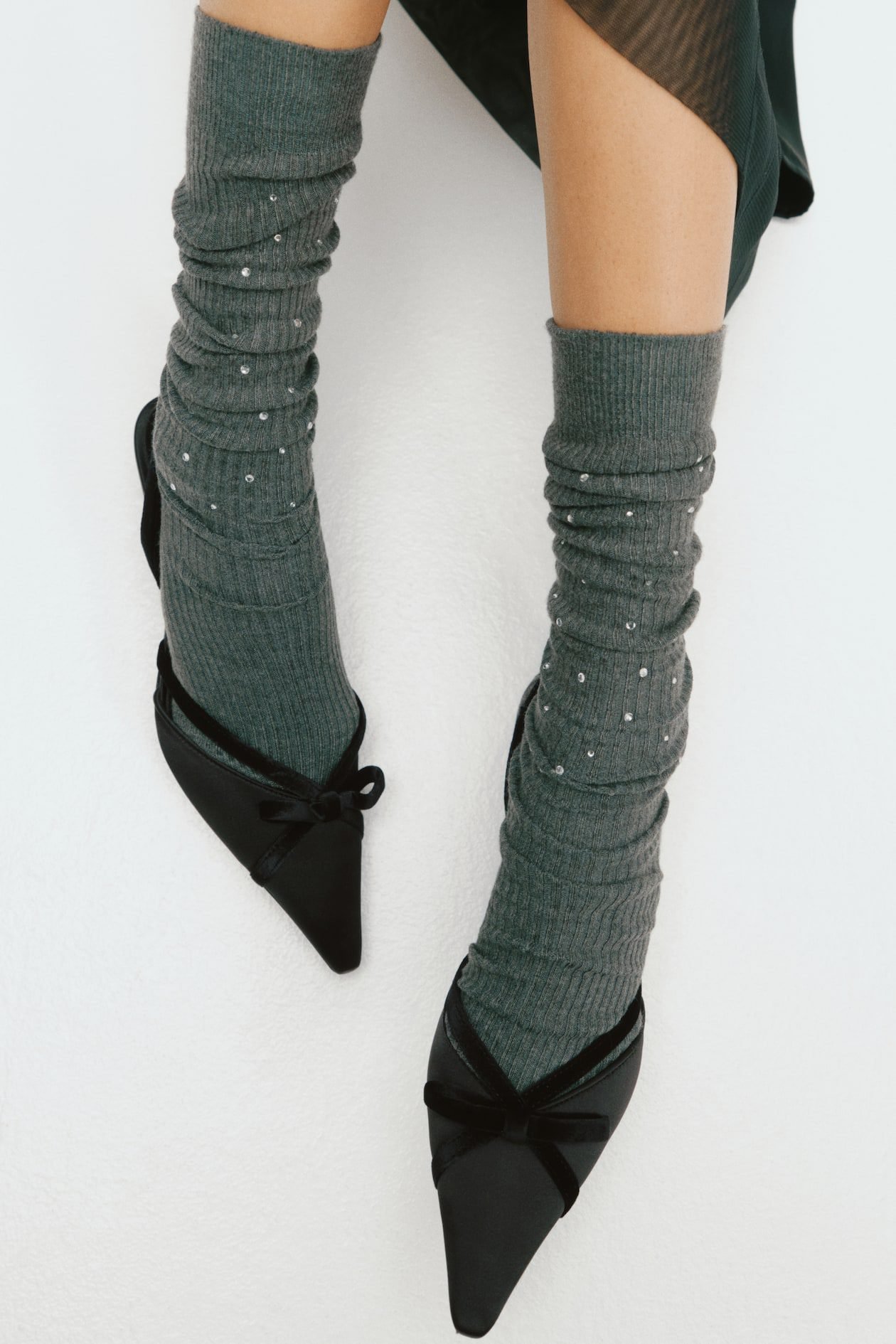 Heeled Satin Slingbacks (Black)