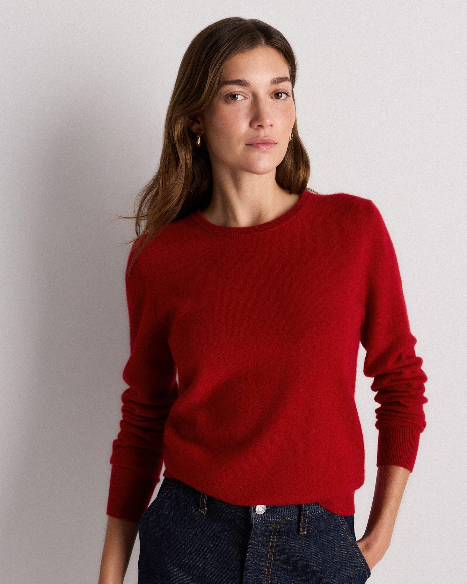 Mongolian Cashmere Crewneck Sweater (Varsity Red)