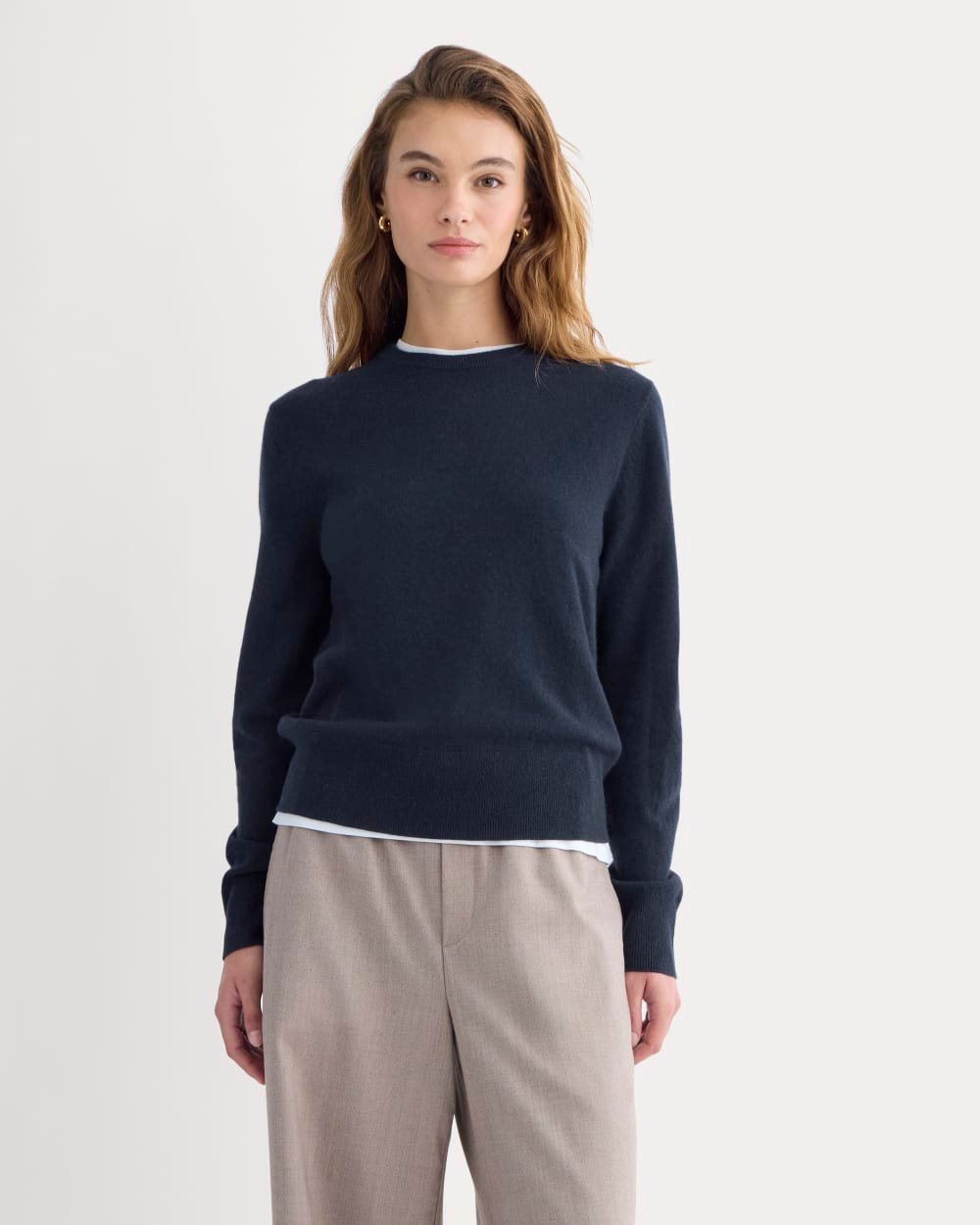 Cashmere Slim Crew Sweater (Navy)