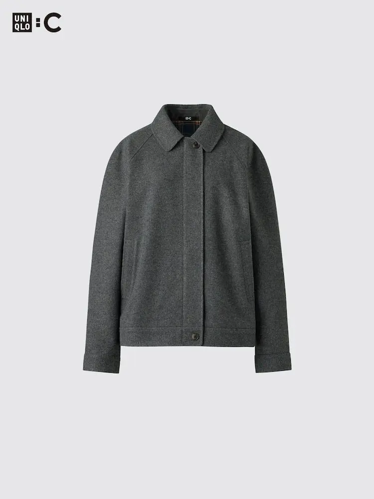 Wool Blend Harrington Jacket (08 Dark Gray)