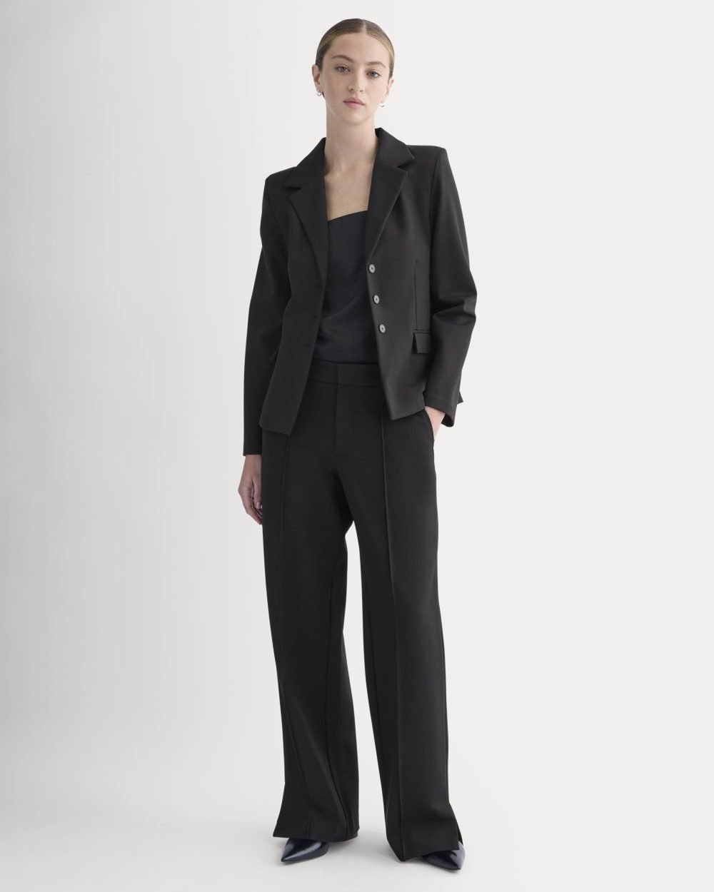 Ponte Wide-Leg Trouser (Black)