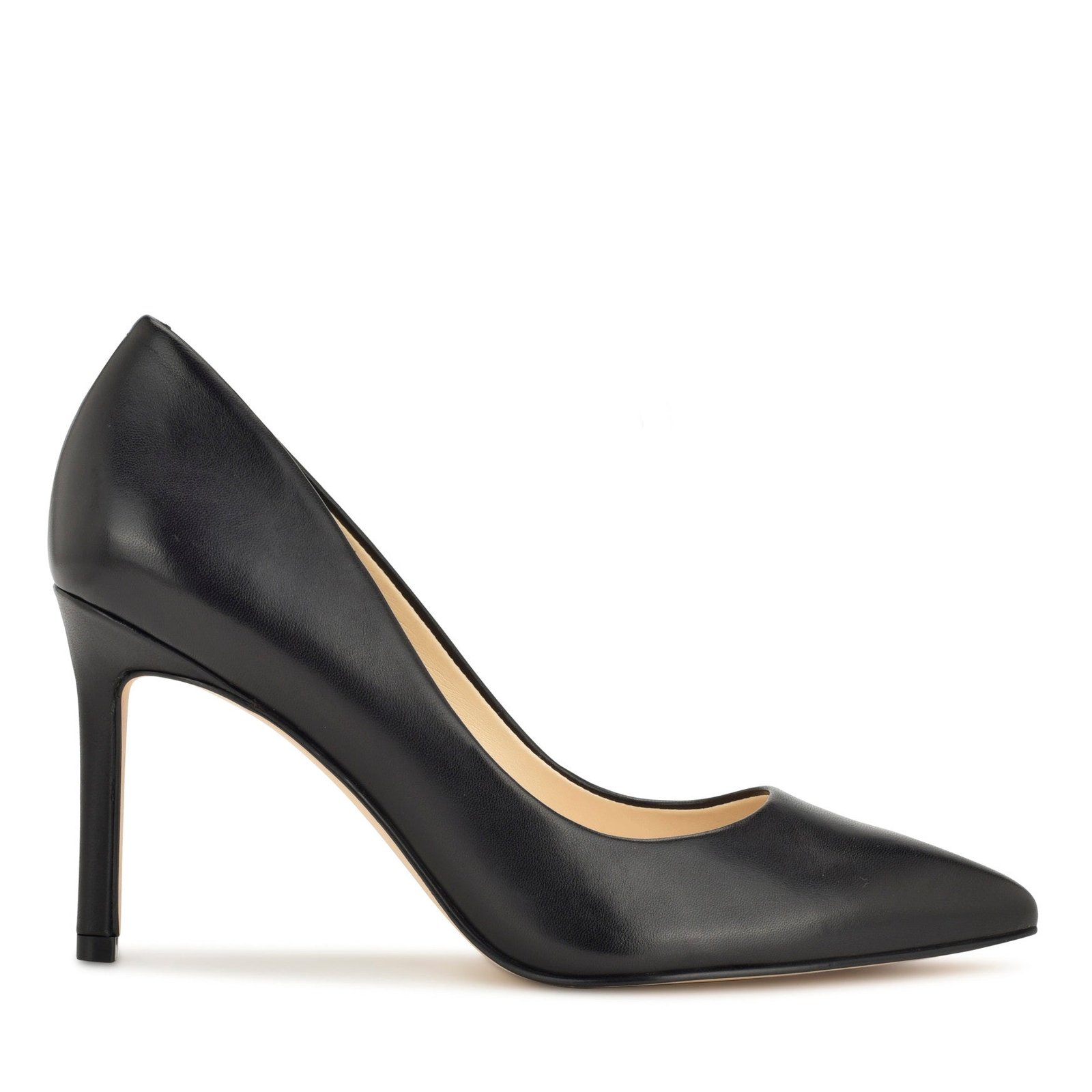 Ezra Pointy Toe Pumps (Black Leather)