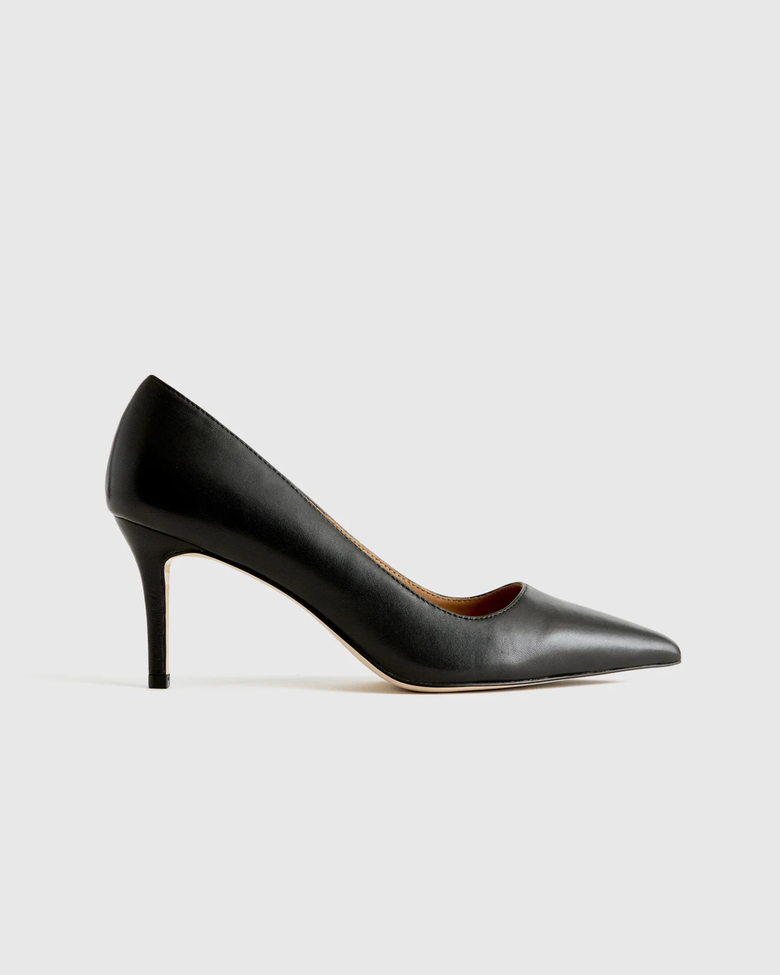 Italian Leather 75mm Pointy Toe Pump (Black)