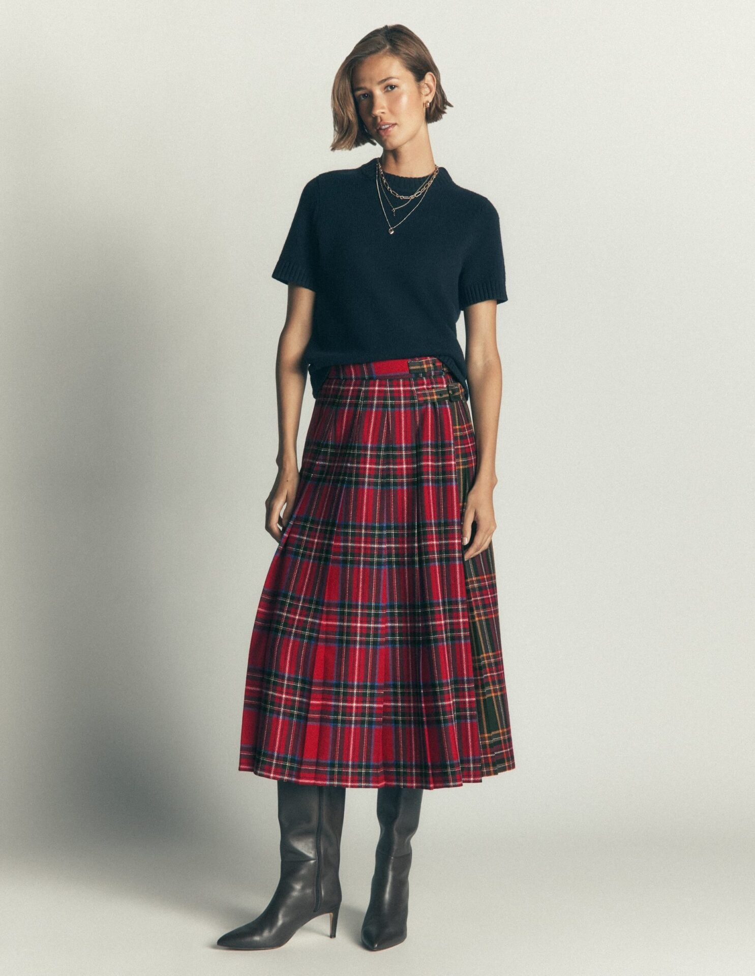 Pleated Midi Kilt (Hotch Check)