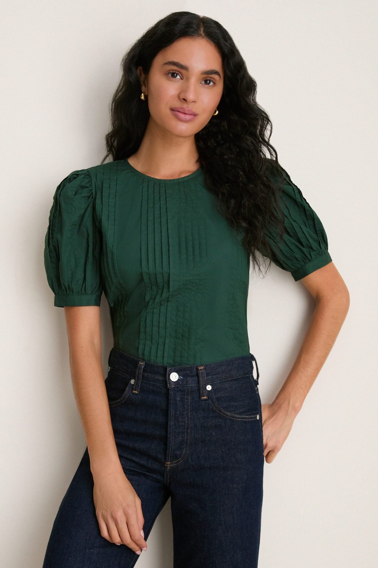 Forest Green Pintuck Haven Blouse (Hyacinth House)
