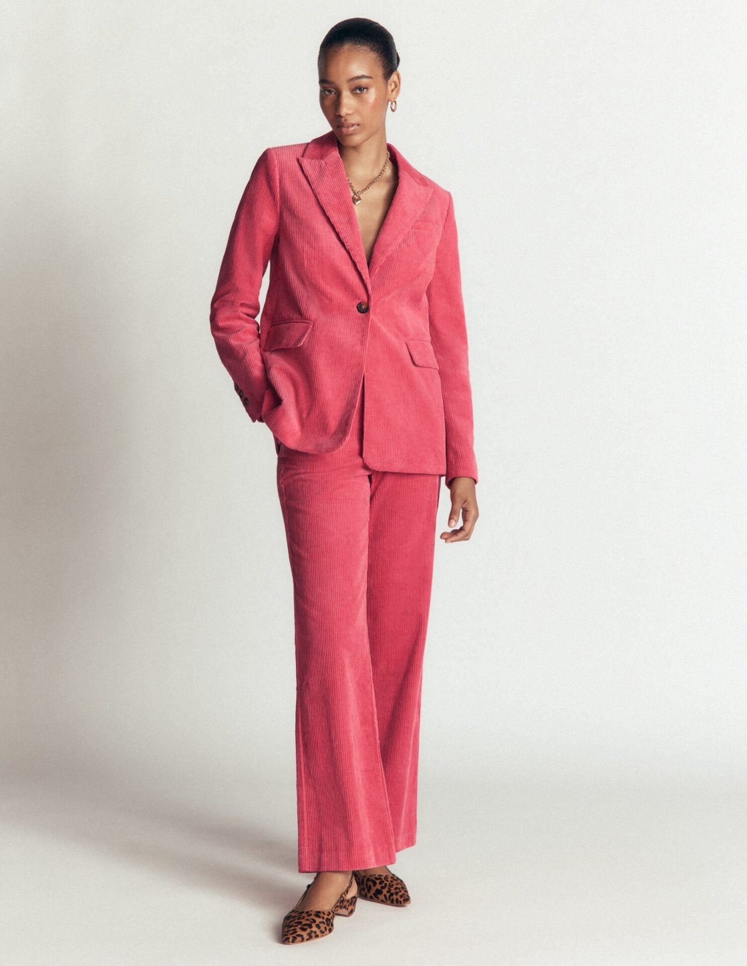 Fitzrovia Cord Column Pants (Cherry Blush)