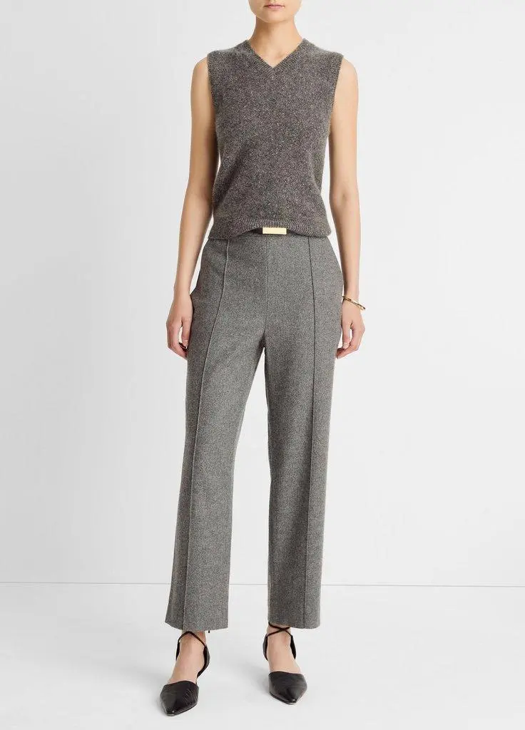 Italian Wool-Blend Easy Pull-On Pant (Medium Heather Grey)