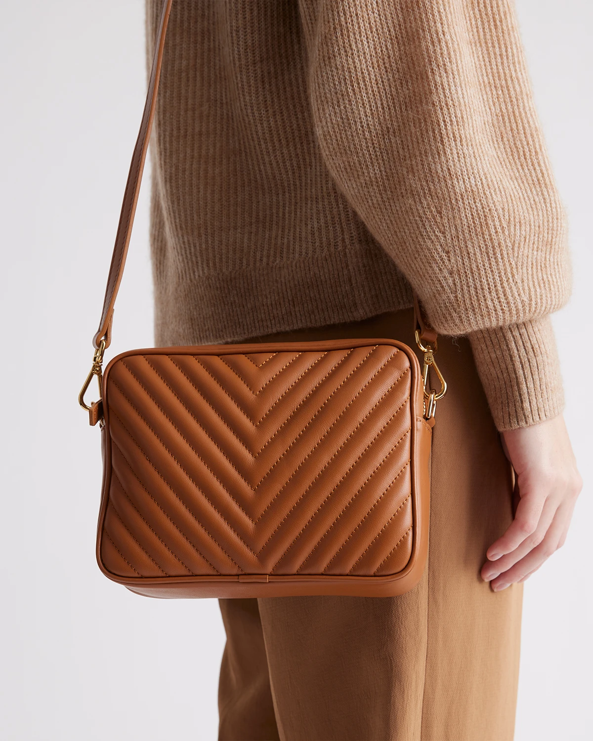 Gemma Quilted Crossbody (Cognac)