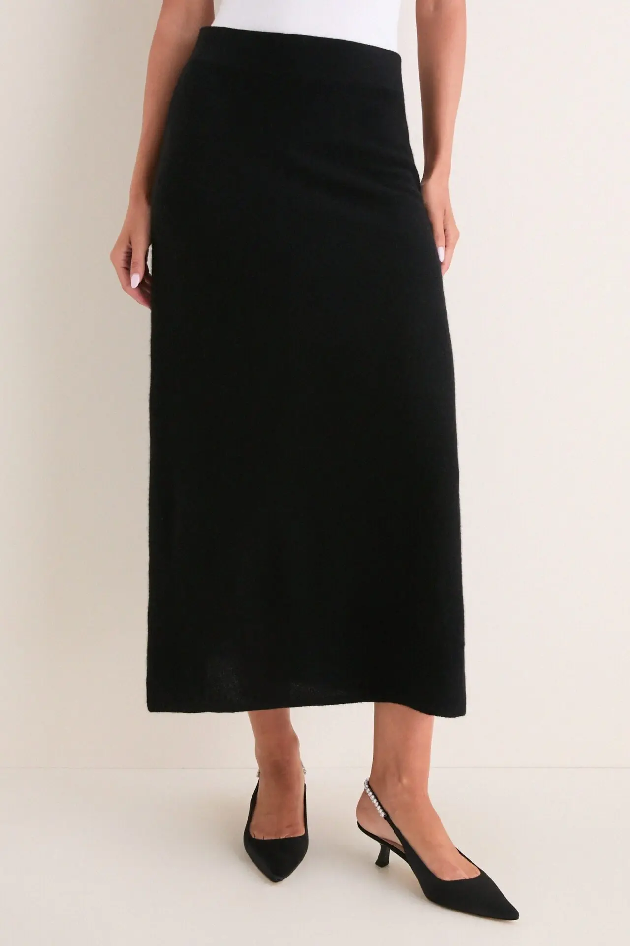 Black Cashmere Maeve Midi Skirt