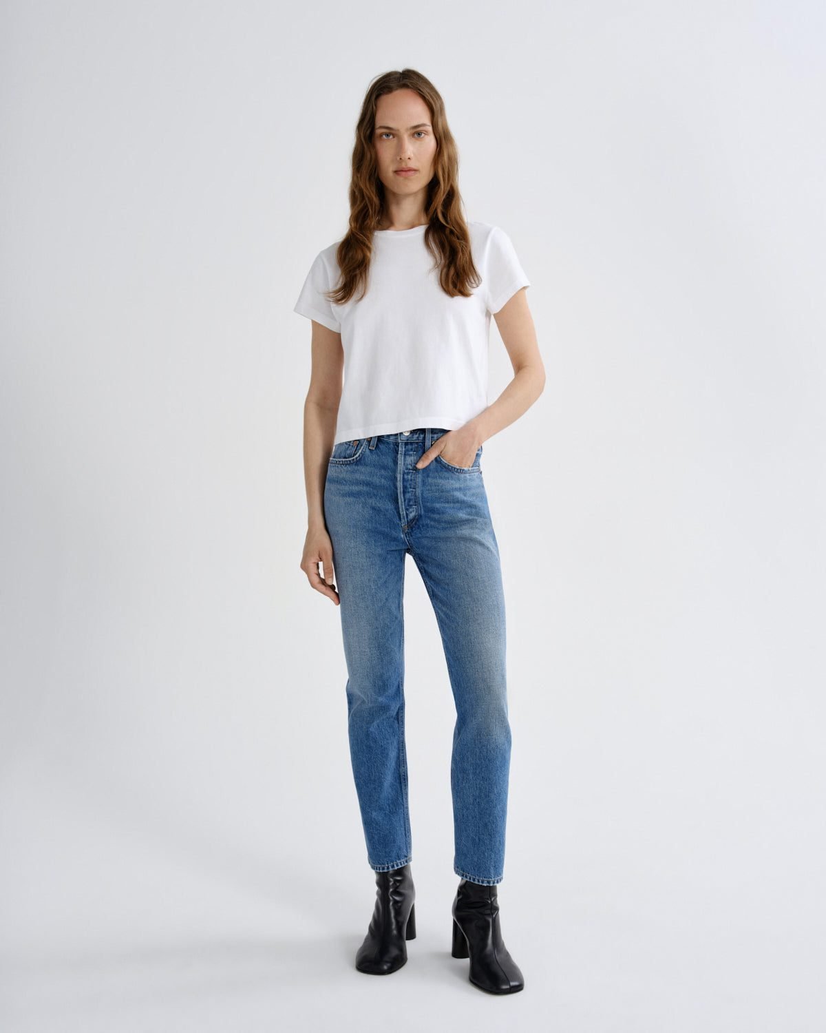 Riley High Rise Straight Crop (Tide)