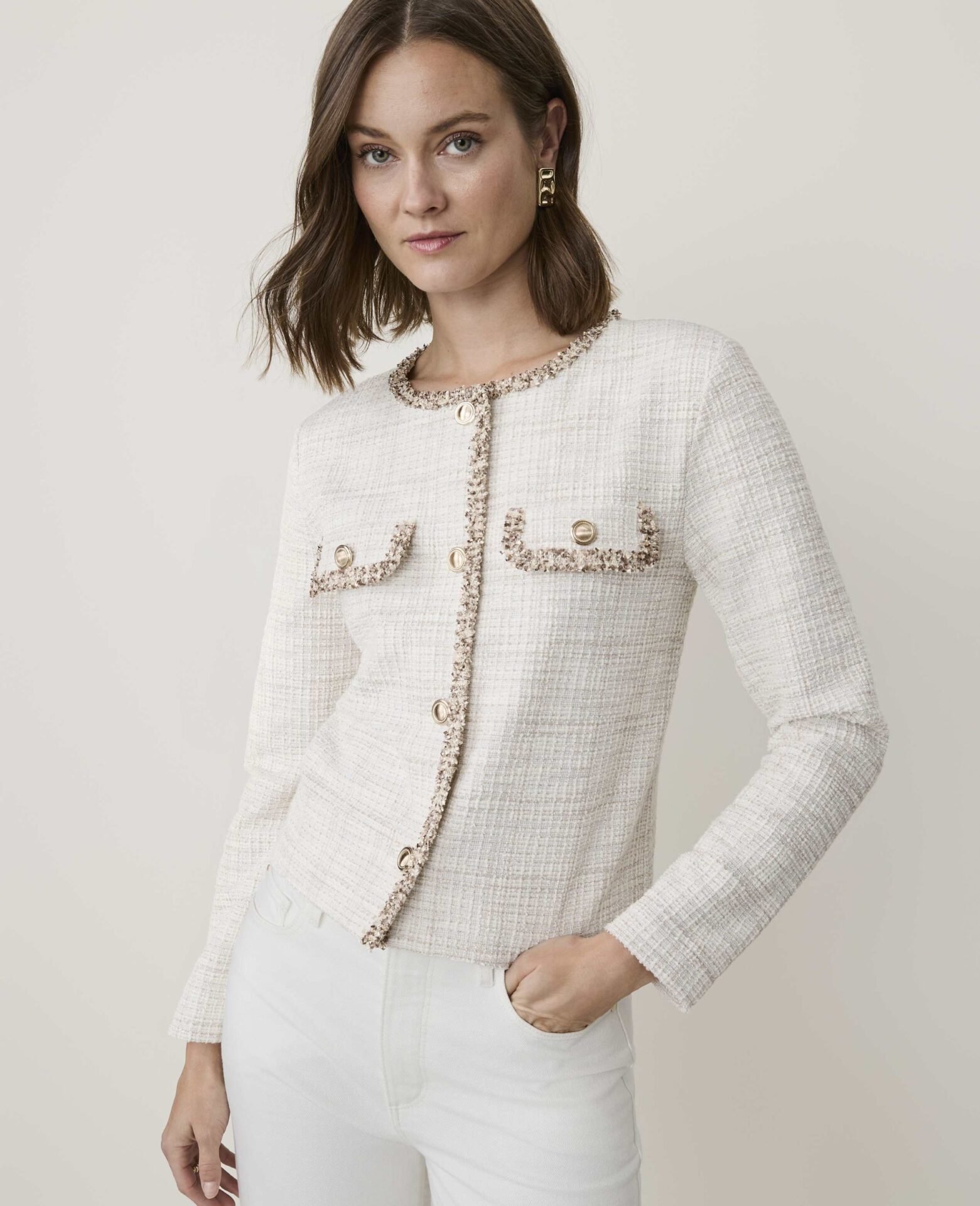 Metallic Tweed Jacket (Creamy Tweed Combo)