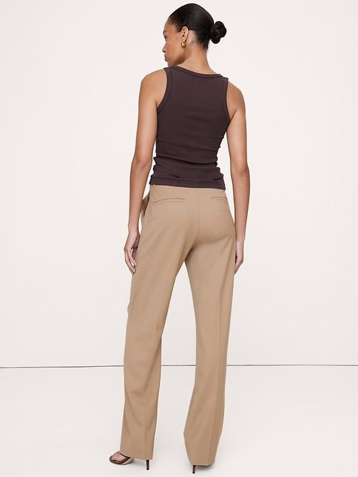 Ultra High-Rise Modern Straight Italian Lightweight Wool Pant (Camel Beige)