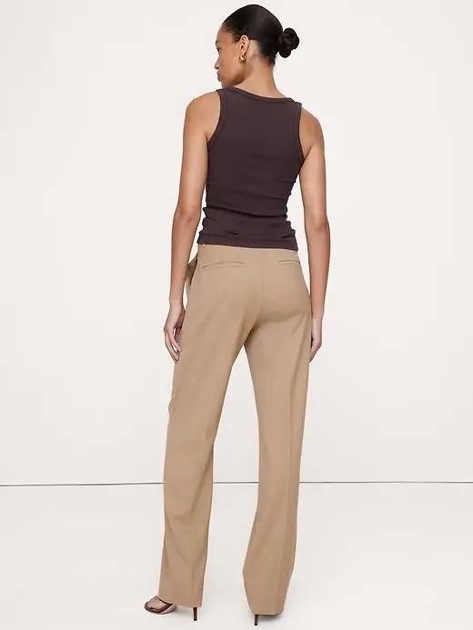Ultra High-Rise Modern Straight Italian Lightweight Wool Pant (Camel Beige)
