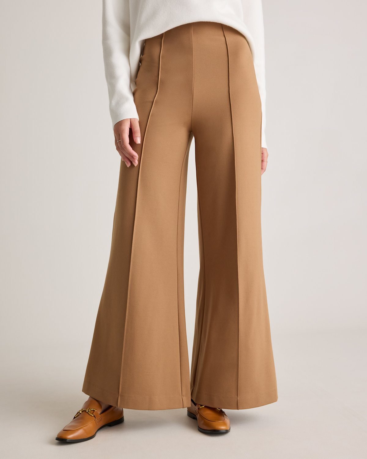 Ultra-Stretch Ponte Super Wide Leg Pants, 32" inseam (Roasted Pecan)