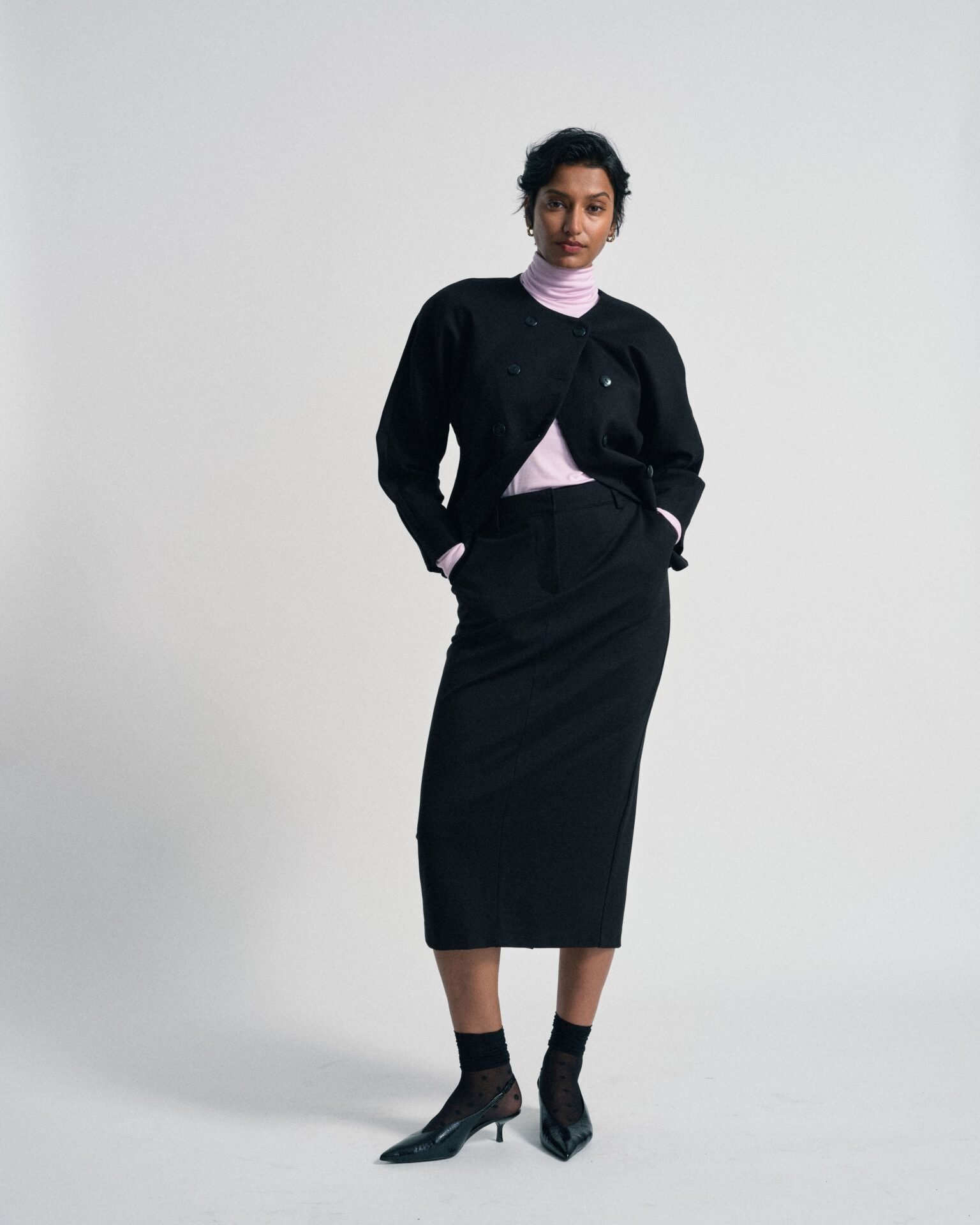 US x Abisola Ponte Pencil Skirt (Black)