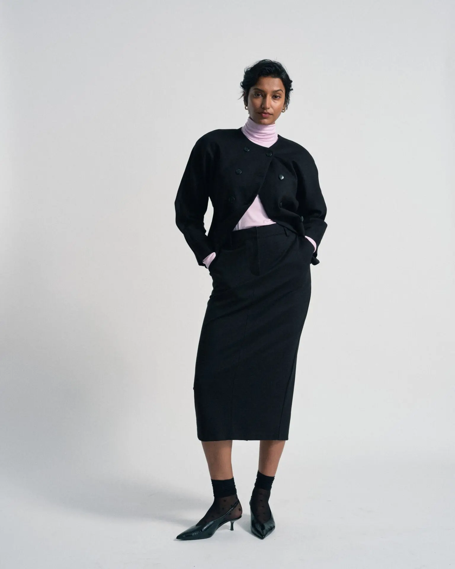 US x Abisola Ponte Pencil Skirt (Black)