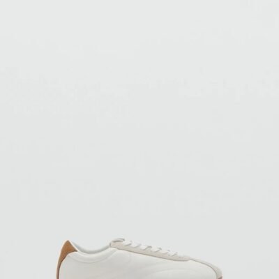 Contrasting Panel Leather Sneakers (White)