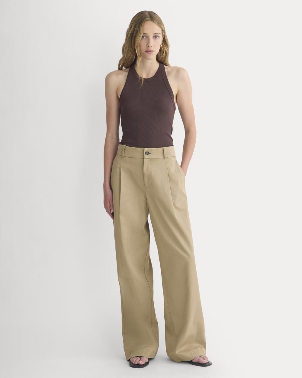 Wide-Leg Trouser in Buttersmooth (Ash Brown, 32" Inseam)