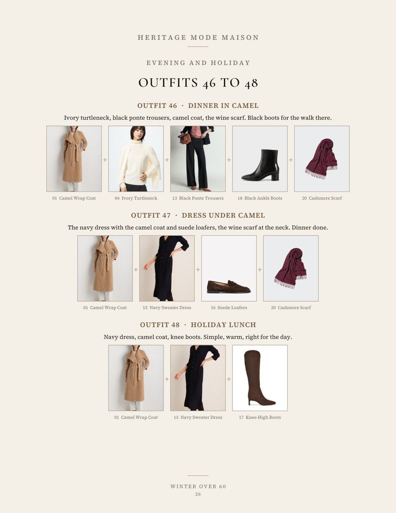 Three evening and holiday outfits