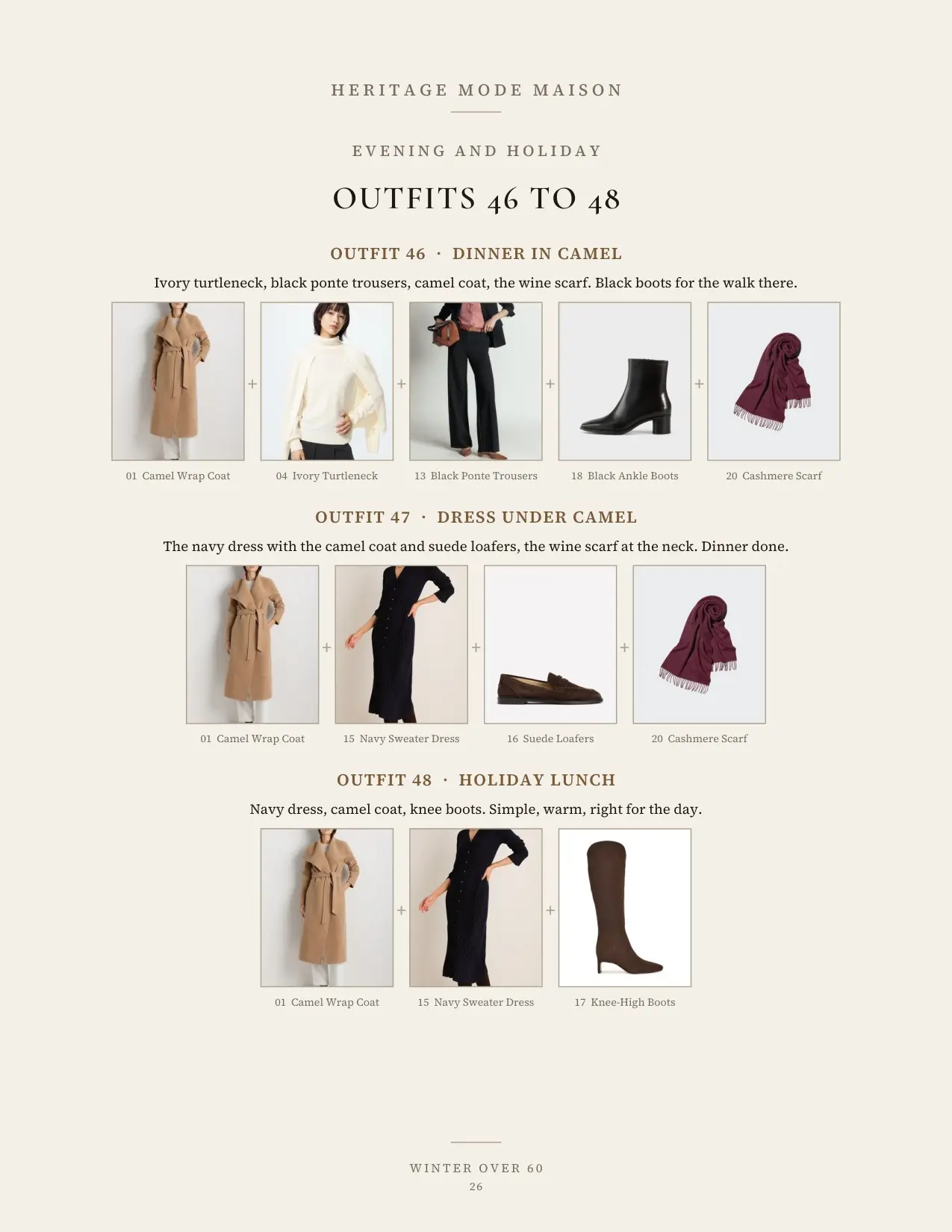 Three evening and holiday outfits